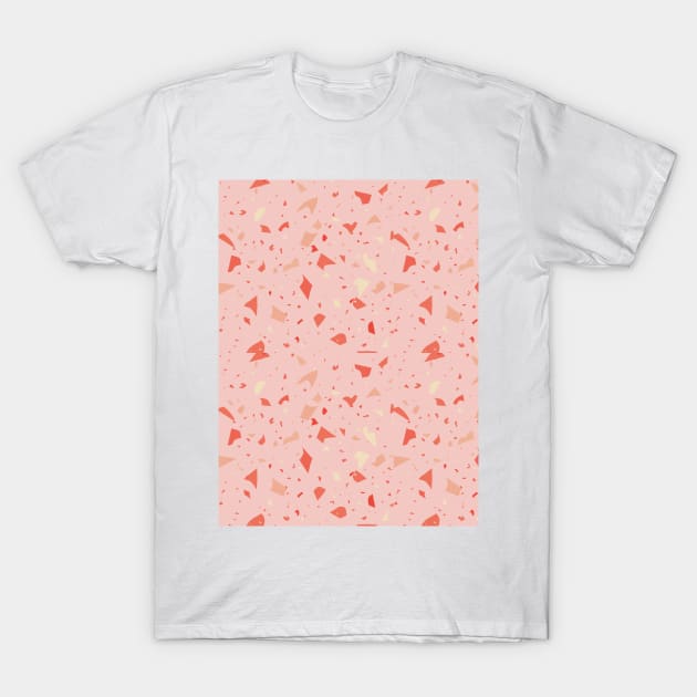 Terrazzo Pattern In Pink Coral T-Shirt by ArunikaPrints